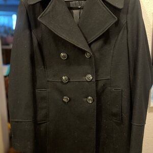 Nine West Six Button Mid Length Pea Coat, 10, black
